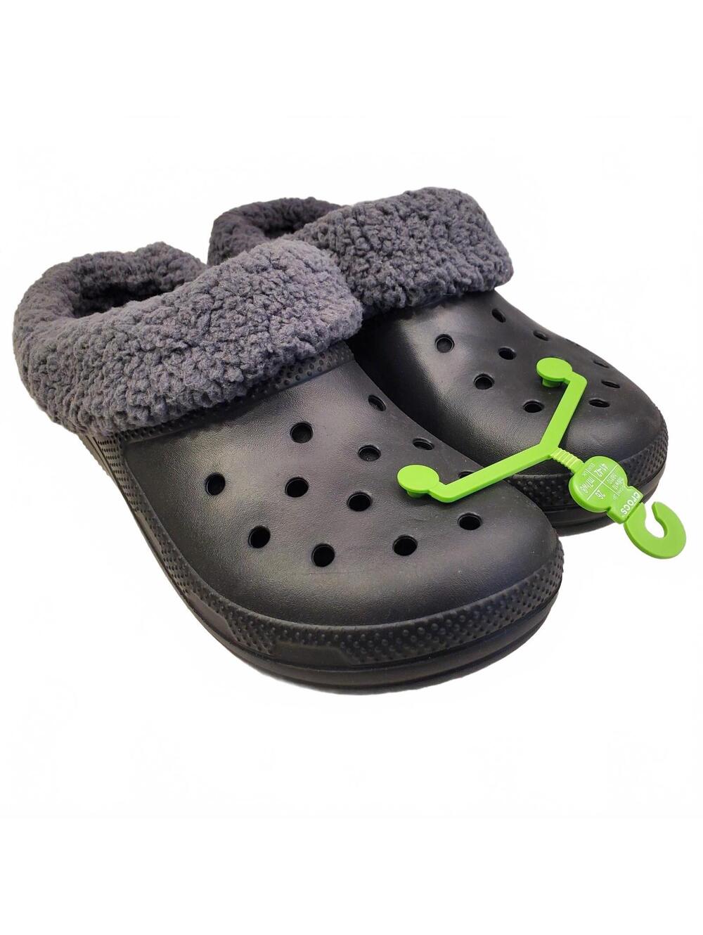 Crocs Classic Lined Clog Slippers Black Mens 8 Womens 10 NEW